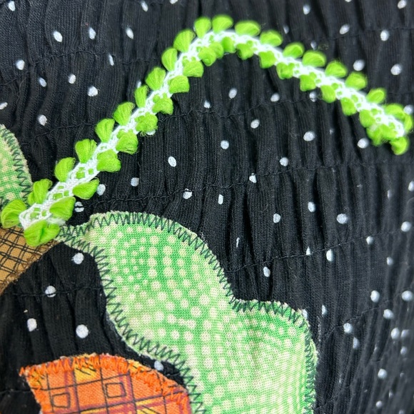 Beverly's Pumpkin Autumn Blouse Womens L Black White Polka Dot Crinkle Fabric - Picture 7 of 13